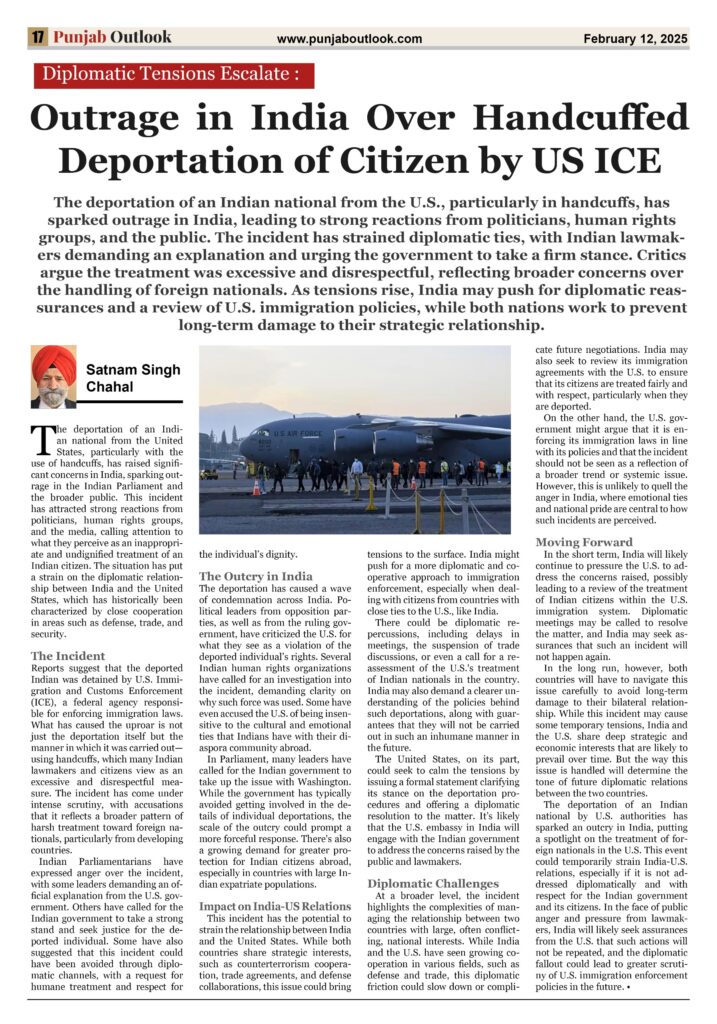 Outrage in India Over Handcuffed Deportation of Citizen by U.S. ICE