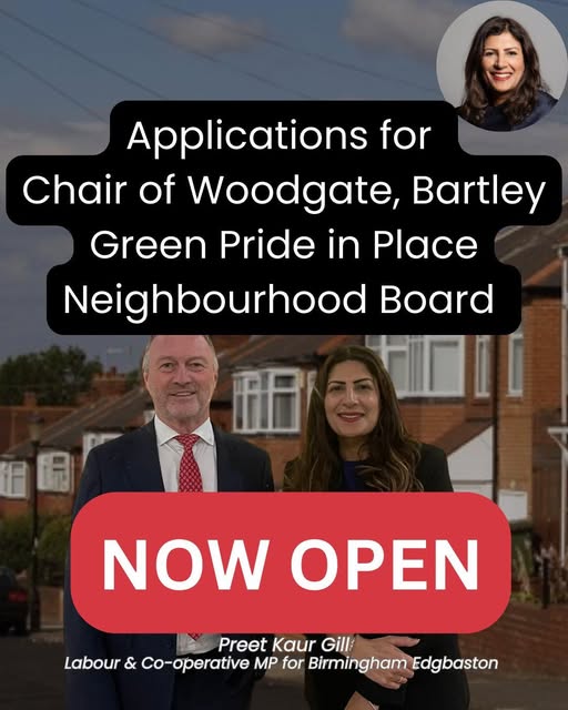 MP Preet Kaur Gill Highlights Pride in Place Opportunity for Woodgate & Bartley Green