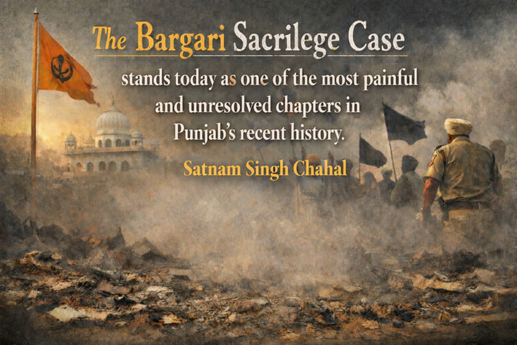 The Bargari sacrilege case stands today as one of the most painful and unresolved chapters -Satnam Singh Chahal