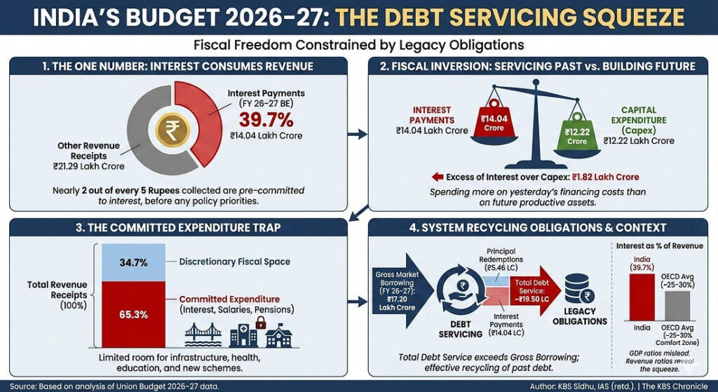India’s Budget 2026–27 and the Debt Servicing Squeeze—Beneath the Headline Optimism-KBS Sidhu IAS(Retd)