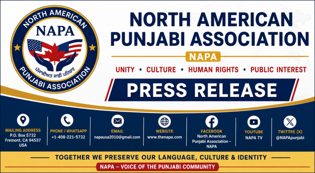 NAPA Expresses Concern Over Declining Status of Punjabi Language