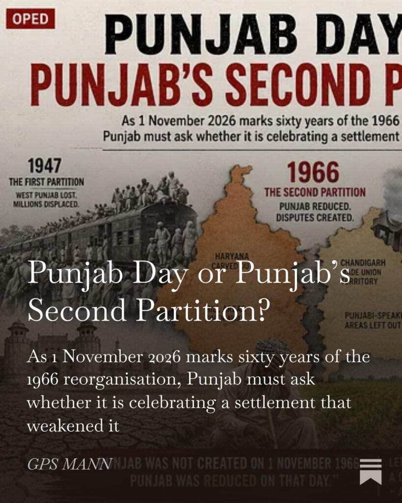 Punjab Day or Punjab’s Second Partition?-GPS Mann