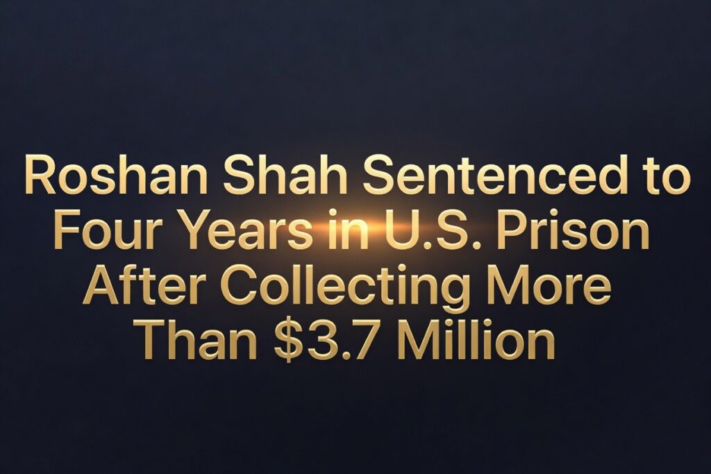 Roshan Shah Sentenced to Four Years in U.S. Prison After Collecting More Than $3.7 Million in Nationwide Fraud Scheme