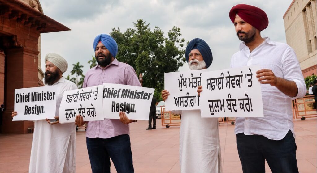 Congress MPs stage protest outside parliament against paper leaks