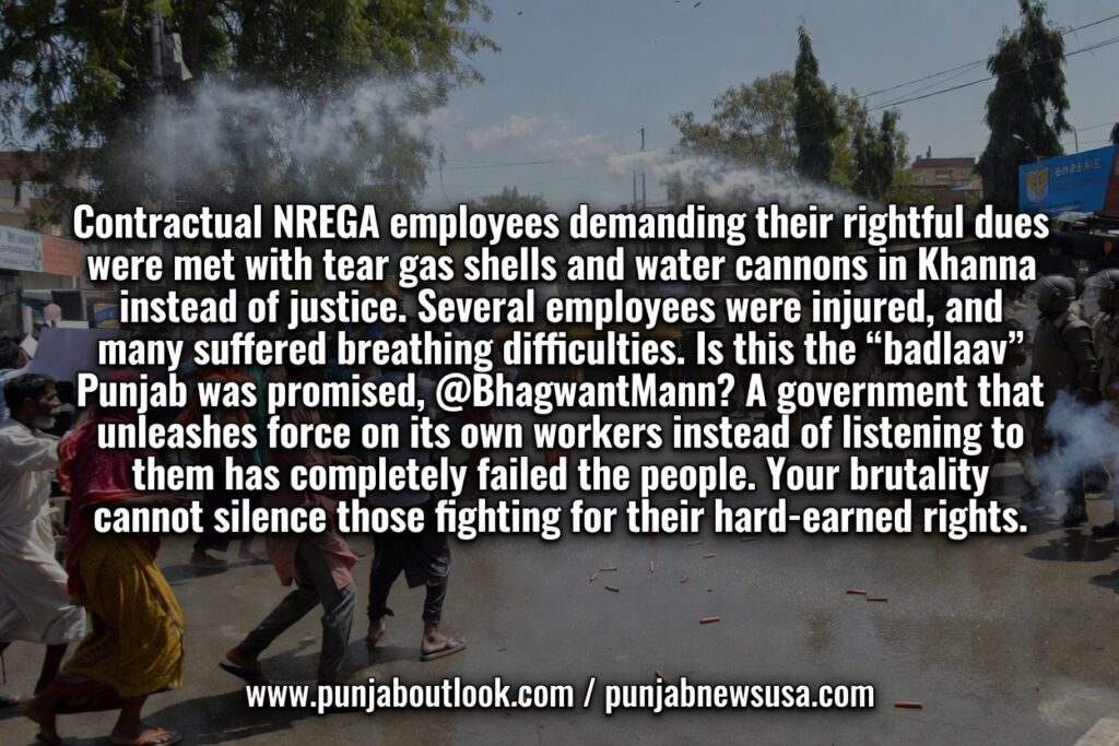 MGNREGA Workers Injured as Police Use Tear Gas, Water Cannons to Disperse Protest in Khanna