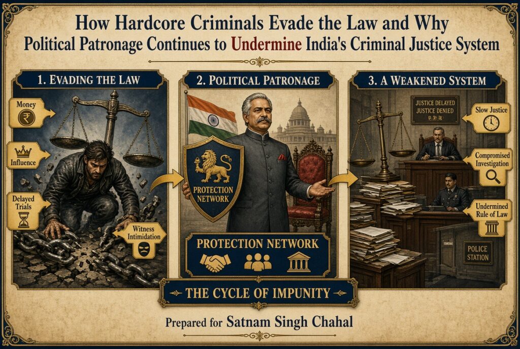 How Hardcore Criminals Evade the Law and Why Political Patronage Continues to Undermine India’s Criminal Justice System