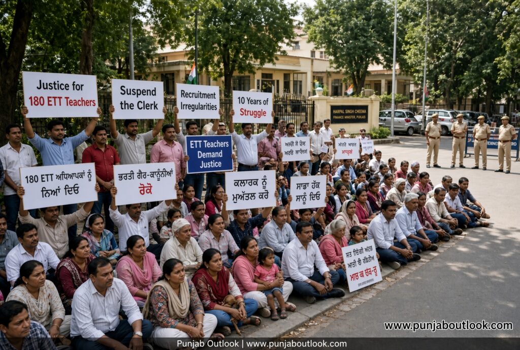 Punjab: 180 Elementary Teachers Protest Outside Harpal Cheema’s Residence Over Recruitment Irregularities