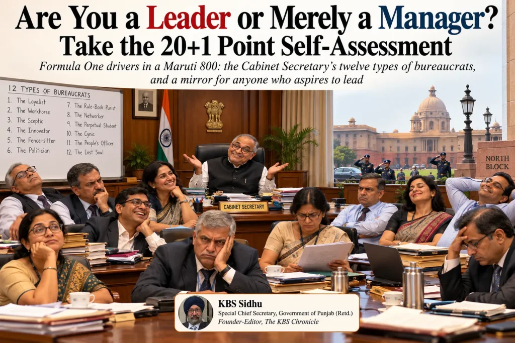 Are You a Leader or Merely a Manager? Take the 20+1 Point Self-Assessment-KBS Sidhu IAS Retd
