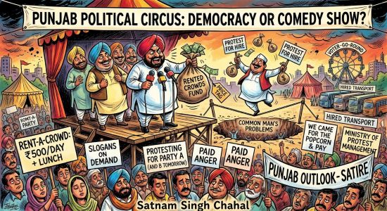 Punjab’s Political Circus: When Protesters Come with a Price Tag, Democracy Becomes a Comedy Show-Satire | Punjab Outlook