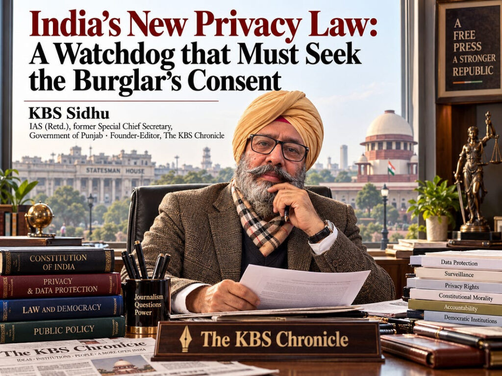 India’s New Privacy Law: A Watchdog that Must Seek the Burglar’s Consent-KBS Sidhu IAS (retd.)